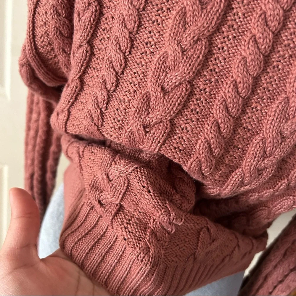 Fashion Nova Dusty Pink V-Neck Cropped Sweater - Picture 3 of 6